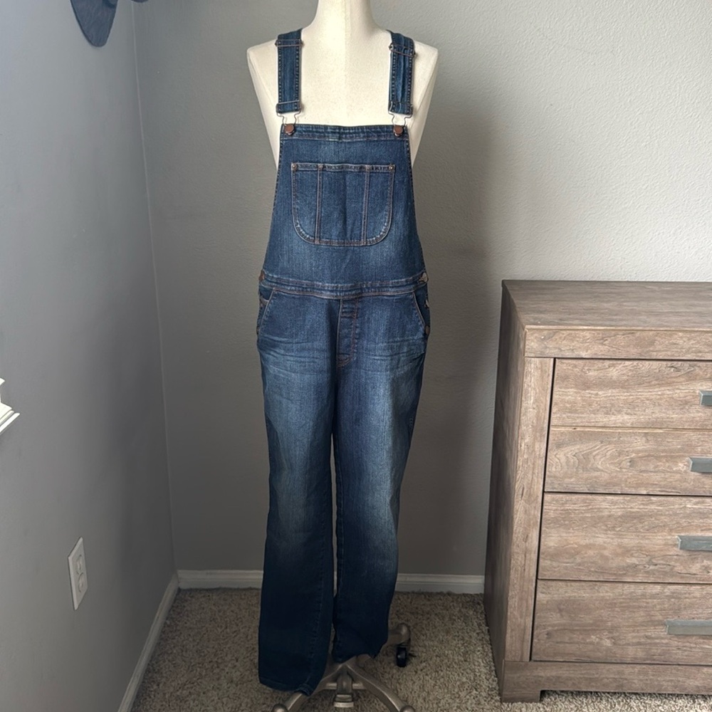LOFT - dark wash skinny Denim Overalls